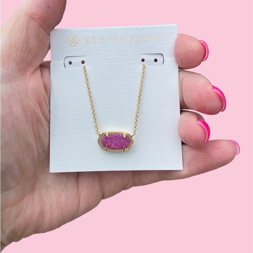 NWT Kendra Scott Elisa Mulberry Druzy Pink Necklace